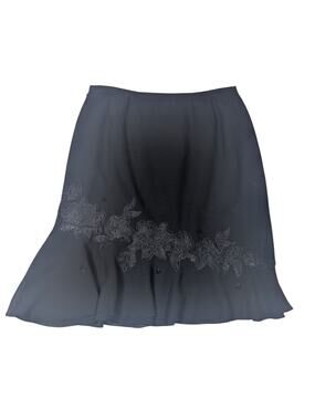 Y2K Vintage Whimsygoth Floral Applique Beaded Skirt Black Size 12